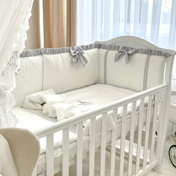 Lenjerie Patut Bebe Copii 6 piese Baby King gri (4)